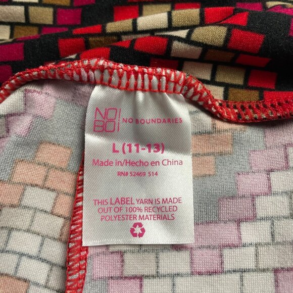 Womens Bell Bolttom Leggings Juniors XL Stretch Knit  Pants Geometric u Bricks B - Picture 8 of 8